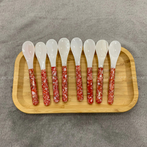 Nouvelle cuillère à caviar unique faite à la main en nacre mélangée d'ormeau parfaite pour servir du caviar taille personnalisée 7-12cm - Product Image 1