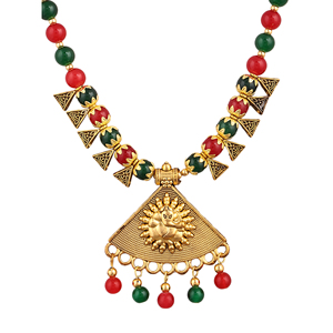 Triangle Ganesh oxydé avec agate vert bordeaux pour les mariages - Product Image 4