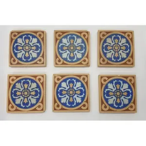 อิฐแคมป์เบลล์โบราณและกระเบื้องร่วม1900กระเบื้องปูพื้นแบบเข้ารหัสชุด6 4 "กระเบื้องพีวีซีขัดเงาสำหรับใช้ภายนอกห้อง - Product Image 1