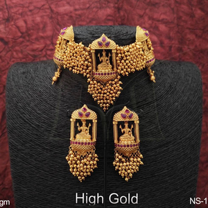 Temple Jewellery High Gold Plated Short <b>Necklace</b> Set - Product Image 1