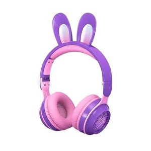 Auriculares Myrva Rabbit, auriculares inalámbricos Bluetooth morados para niños con diseño de seguridad con límite de volumen - Product Image 1