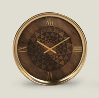 Jam Dinding Logam Nautikal AK Brass dengan Gaya Antik Warna Coklat & Emas, Tampilan Jarum, Mesin Quartz untuk Ruang Tamu