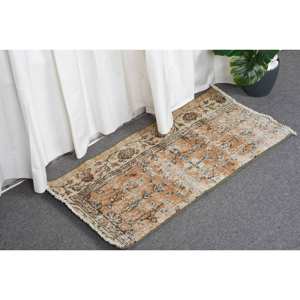 Alfombra turca Vintage de 14x29 pies, alfombra de lana tejida plana marrón y Beige con respaldo de látex para decoraciones de sala de estar - Product Image 3