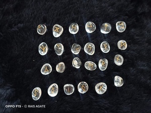 Ensemble de runes en quartz clair naturel, 25 pièces, pierres de runes en cristal gravées, ensemble de divination, méditation, pratique spirituelle - Product Image 4