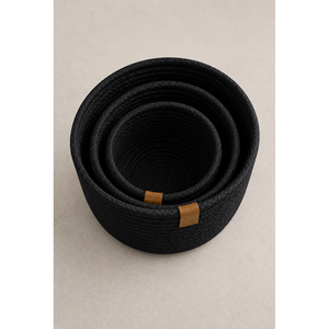 ชุดตะกร้าถักสีดำสามชิ้นสำหรับใช้ในห้องน้ำ - Product Image 2