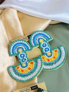 Intricate <b>Threaded</b> Earrings with Seed <b>Bead</b> Detail - Product Image 3