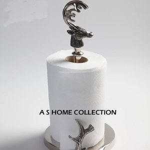 Porte-mouchoirs en métal en aluminium de conception de visage de cerf avec le support rond de stockage de couleur argentée pour des hôtels de salle de bains - Product Image 1