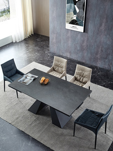 Table à manger ovale en pierre frittée de style italien, pieds en métal, couleur personnalisable, table à manger moderne de luxe 6 places, meubles pour la maison - Product Image 3
