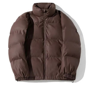 Chaqueta acolchada de talla grande para hombre, chaqueta de cuero cálida con burbujas impermeable de invierno personalizada con decoración de piel, venta al por mayor, novedad - Product Image 1