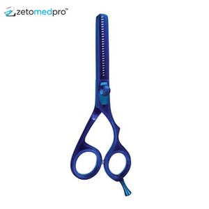 กรรไกรตัดผม Zetomedpro Precision Salon รุ่นเคลือบทอง ใบมีดสแตนเลสสตีลสีน้ำเงินประดับอัญมณี ฟันละเอียด สำหรับช่างทำผม - Product Image 5