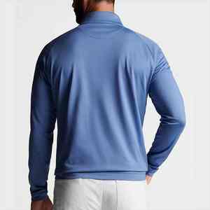 OEM personnalisé hommes 1/4 Zip pull-over sweat couleur unie décontracté à capuche en polyester pour l'hiver - Product Image 4
