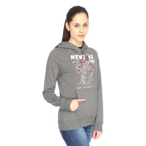 Sudadera con capucha de algodón orgánico para mujer en gris de talla grande ropa de moda de calle para mujer sudaderas de punto de invierno para niñas venta - Product Image 2