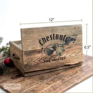 Caja de Almacenamiento de Madera de Castaño, Rectangular de 12x8.5 Pulgadas, Diseño Grabado con Efecto de Leña, para Almacenamiento de Alimentos - Product Image 2