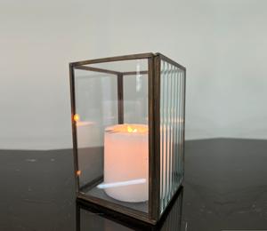 Portavelas de vidrio acanalado, soporte de vela de Metal de diseño Premium, soporte de pilar de Metal y vidrio transparente, soporte de vela decorativo para el hogar - Product Image 4