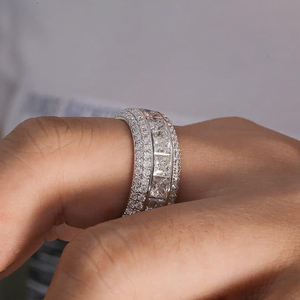 Anillo de Princesa con Diamantes de Imitación VVS, Plata de Ley 925, Anillos Finos de Lujo, Estilo Hip Hop, Anillo de Boda para Hombre y Mujer - Product Image 2