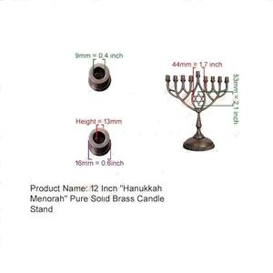 Adonai 12 pulgadas moderno puro latón macizo Menorah polaco sin lacar Jerusalén boda vela soporte para Hanukkah festivales regalo - Product Image 6