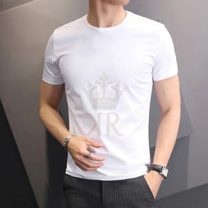 T-shirt décontracté pour homme en coton 100% avec étiquette tissée personnalisée, tissu en molleton, design OEM - Product Image 1