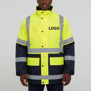 Vêtements de sécurité réfléchissants à la vente chaude, veste isolée pour homme, vêtements de travail imperméables d'hiver, veste à boutons réfléchissante haute visibilité - Product Image 5