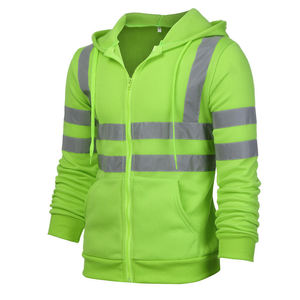 Sudadera con Capucha Reflectante de Alta Visibilidad para Hombre, Ropa de Trabajo de Seguridad con Rayas Plateadas y Detalles Negros, Material de Poliéster, Servicio OEM - Product Image 6