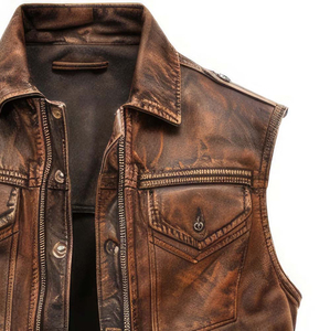 Nuevo Chaleco sin Mangas de Diseño Personalizado para Hombre, de Cuero Genuino y Lona, Informal, Cómodo, Transpirable, de Secado Rápido, para Invierno - Product Image 4