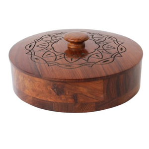 Recién llegado, forma redonda, utensilios de cocina de madera de teca, cazuela de comida, aspecto atractivo, cazuela de madera de lujo hecha a mano, olla caliente - Product Image 3