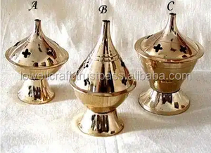 เตาเผาธูปทองเหลืองขัดเงาแบบโบราณของสะสมศิลปะน้ำหนักเบาชุบทองคุณภาพสูง - Product Image 3