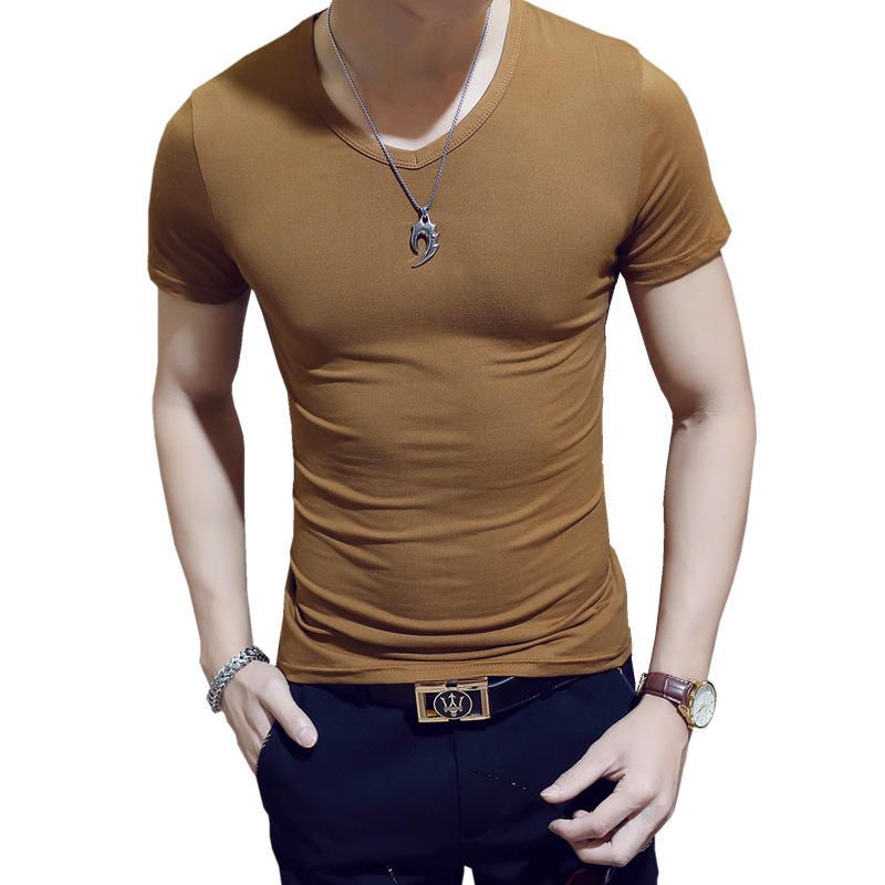 Short sleeves V-neck coffee