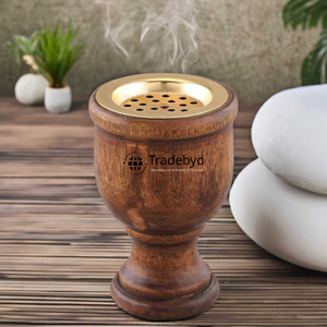 Tradebyd Quemador de madera hecho a mano Bakhoor Soporte de incienso árabe tradicional para Ramadán y regalos - Product Image 1