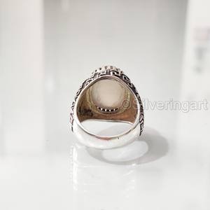 Bague pour homme en argent sterling 925 avec pierre de lune grise naturelle, pierre de naissance de juin, toutes tailles, cadeau de Noël lourd, bijoux - Product Image 6