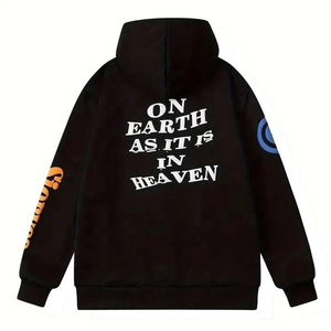 Sudadera con Capucha de Algodón 100% con Estampado Puff para Hombre, Estilo Urbano Vintage, Sudadera Básica con Bolsillo y Estampado Puff - Product Image 6