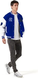 Chaqueta de lana universitaria ajustada informal para hombre, cortavientos de algodón ligero, logotipo frontal, moda de invierno inspirada en Letterman Baseball - Product Image 4