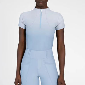 Chemise d'équitation pour femmes à manches courtes légère, tissu extensible respirant, couche de base d'équitation athlétique OEM - Product Image 1