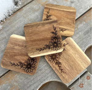 Dessous de verre en bois d'acacia Forme ronde avec support Vente en gros Dessous de verre en bois de manguier personnalisé d'usine - Product Image 3