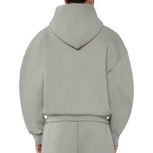 High quality cotton fleece <b>blank</b> mens cropped boxy hoodie zip-up oversized heavy <b>weight</b> customize zip up hoodies - Product Image 2