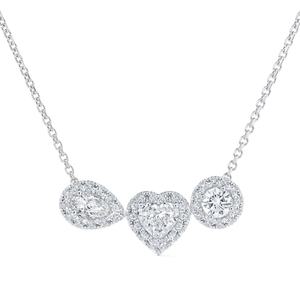 Stonewels 925 <b>Sterling</b> <b>Silver</b> Aura Trilogy <b>Necklace</b> India | Unique Heart Pear Lab Grown Diamond IGI Certified Jewelry | - Product Image 1