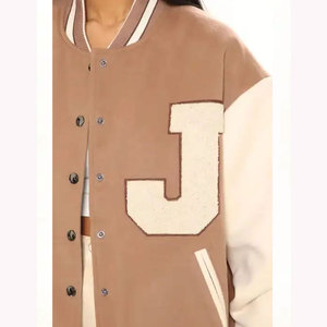 2025 Varsity Laine Crop Top Femmes Haute Qualité Respirant En Cuir Bomber École Collage Crop Veste - Product Image 4