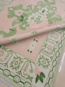 พรมปูพื้นขนสัตว์สีชมพูแนววินเทจสูงงานแฮนด์เมดขนาด9x12ถักด้วยมือสไตล์โบโฮเปอร์เซียพรมลายดอกไม้ CR-84ตามสั่งขนาด - Product Image 3