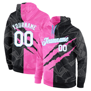 Jersey deportivo de algodón 100% cosido personalizado, Sudadera con capucha de otoño, Sudadera con capucha, diseño de apliques con patrón de grafiti 3D de Oro viejo blanco - Product Image 2