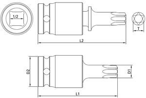 Bit Torx universal de impacto bidireccional de 1/2 "de 2 vías ODM OEM - Product Image 2