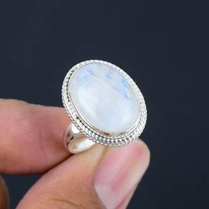 Anillo clásico de estilo bohemio, joyería de plata de ley 925 para mujer, piedra lunar, piedra preciosa hecha a mano, regalo de boda, anillo de amor chapado en rodio - Product Image 4