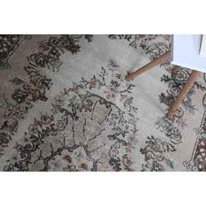 Tapis turc vintage 3,8x6,8 pieds, tapis en laine à carreaux marron beige - Product Image 4