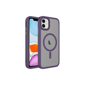 Étui de luxe en PU violet foncé pour iPhone 12 avec MagSafe, compatible avec la recharge sans fil, antichoc, magnétique, style mat, pour téléphone portable - Product Image 1