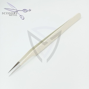 Pinzas de pestañas de acero inoxidable con etiqueta privada personalizada, aplicador de cejas con volumen de pestañas para extensiones de pestañas de fibra de belleza - Product Image 3