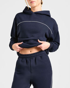 Conjunto Deportivo de Dos Piezas para Mujer, Talla Grande, con Logotipo Personalizado OEM, Sudadera con Capucha y Pantalones Deportivos con Ribete, Ropa Deportiva Transpirable - Product Image 3