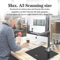 BAOSHARE Scanner de documents portable A3 20MP, interface USB, haute précision, égalisation des documents courbés, équipement de bureau professionnel, en stock