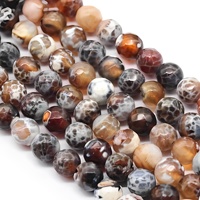Prix de gros Fils de perles de pierres précieuses facettées en vrac Agate de feu veine de dragon marron certifiées GIC pour la fabrication de bijoux 6 8 10 12 mm Kelingna