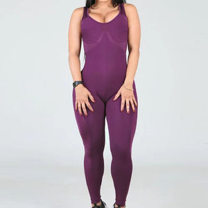 Combinaison courte sans couture extensible personnalisée, combinaison de sport pour femme, ensemble de tenue de yoga coloré - Product Image 6