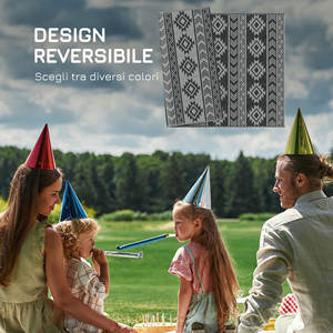 Outsunny Tapis d'extérieur moderne en PP noir et gris avec design réversible et pliable, 182x274 cm - Product Image 6