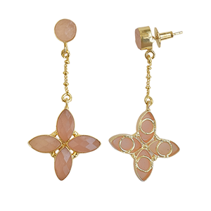 Boucles d'oreilles pendantes tendance en perles d'eau douce de forme marquise, plaquées or 14K/18K, en laiton, avec incrustation géométrique et sertissage clos, style calcédoine, pour femme - Product Image 6