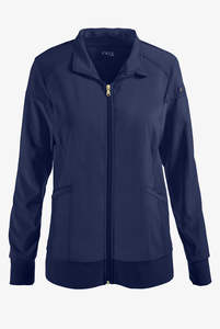 Conjunto médico para mujer con chaqueta con cremallera y pantalones cargo Cómodo uniforme de enfermería profesional - Product Image 2